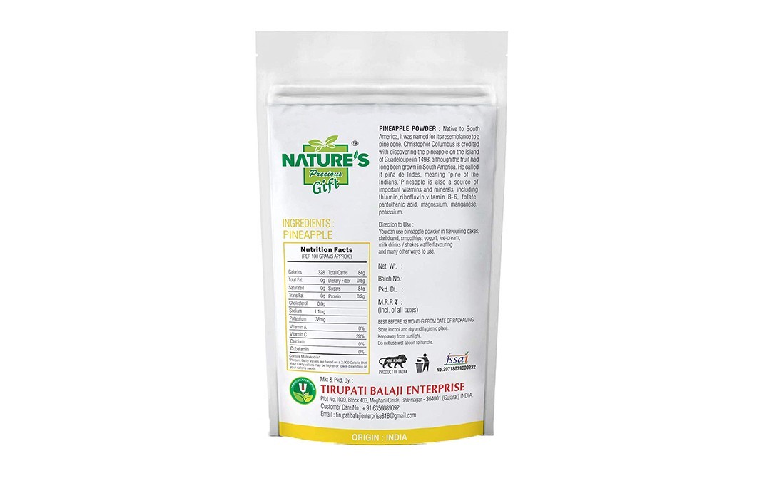Nature's Gift Spray-Dried Pineapple Powder    Pack  200 grams